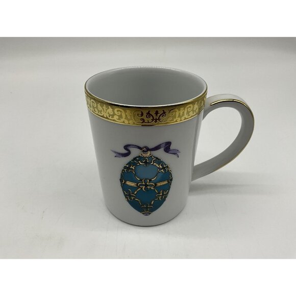 Gold Buffet Royal Gallery Teal Blue Faberge Egg Dessert Plate and Coffee Cup VTG - Picture 15 of 16